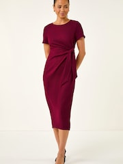 Roman Red Petite Textured Tie Side Dress - Image 2 of 5