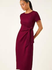 Roman Red Petite Textured Tie Side Dress - Image 4 of 5