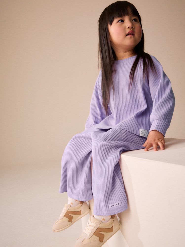 Lilac Long Sleeve Ribbed Raglan Top (3mths-7yrs) - Image 1 of 8 Lilac Long Sleeve Ribbed Raglan Top (3mths-7yrs) - Image 1 of 8