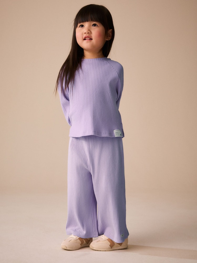 Lilac Long Sleeve Ribbed Raglan Top (3mths-7yrs) - Image 2 of 8 Lilac Long Sleeve Ribbed Raglan Top (3mths-7yrs) - Image 2 of 8