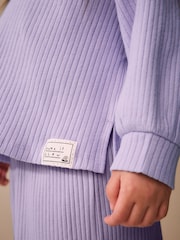 Lilac Long Sleeve Ribbed Raglan Top (3mths-7yrs) - Image 4 of 8