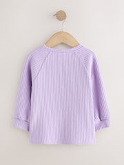 Lilac Long Sleeve Ribbed Raglan Top (3mths-7yrs) - Image 6 of 8