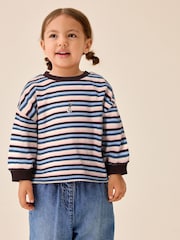 Blue/Pink Stripe Long Sleeve Cuffed Top (3mths-7yrs) - Image 1 of 3