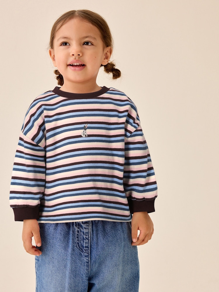 Blue/Pink Stripe Long Sleeve Cuffed Top (3mths-7yrs) - Image 1 of 3 Blue/Pink Stripe Long Sleeve Cuffed Top (3mths-7yrs) - Image 1 of 3