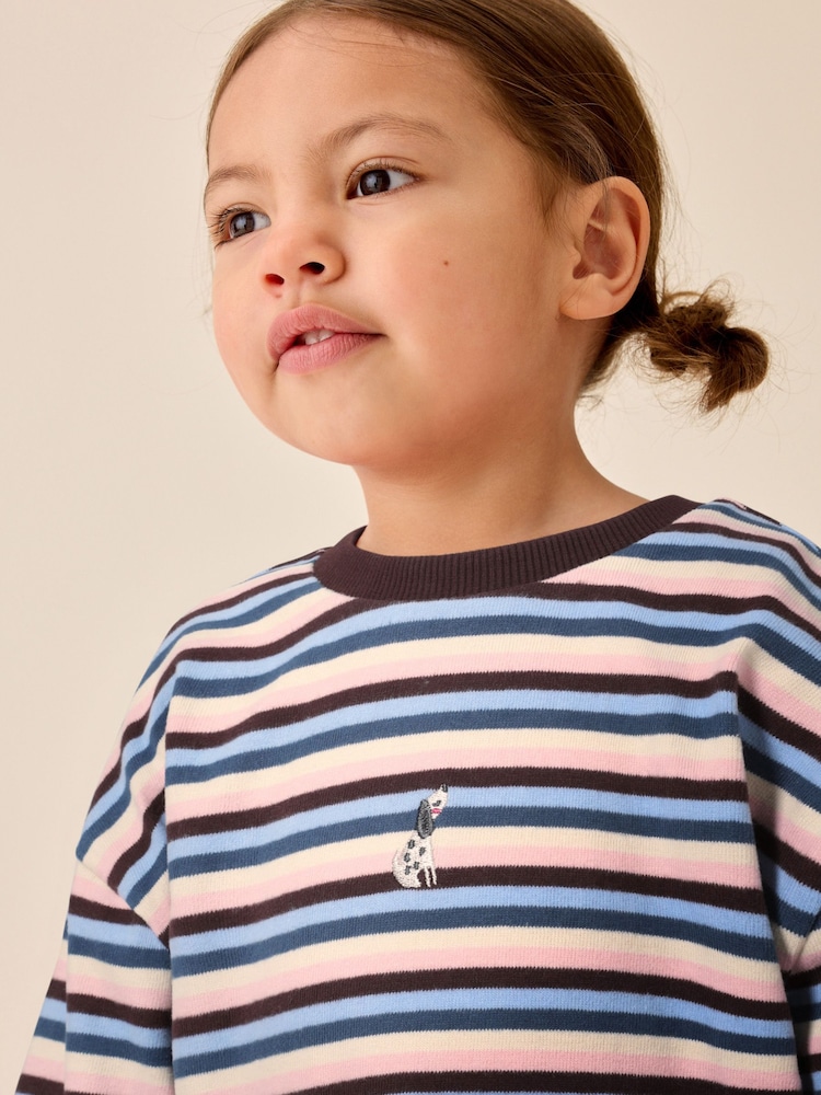 Blue/Pink Stripe Long Sleeve Cuffed Top (3mths-7yrs) - Image 2 of 3 Blue/Pink Stripe Long Sleeve Cuffed Top (3mths-7yrs) - Image 2 of 3