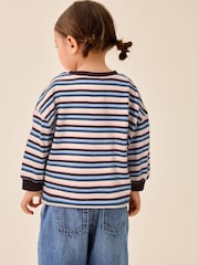 Blue/Pink Stripe Long Sleeve Cuffed Top (3mths-7yrs) - Image 3 of 3