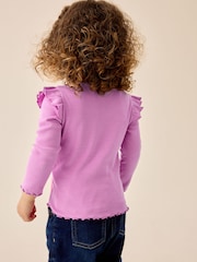 Lilac Purple Ribbed Long Sleeve Top (3mths-7yrs) - Image 3 of 7