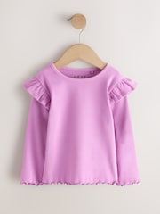 Lilac Purple Ribbed Long Sleeve Top (3mths-7yrs) - Image 4 of 7