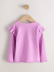 Lilac Purple Ribbed Long Sleeve Top (3mths-7yrs) - Image 5 of 7