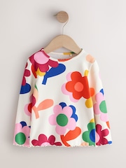 Pink Rainbow Flower Long Sleeve Ribbed Top (3mths-7yrs) - Image 1 of 4