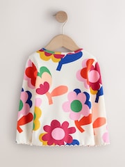 Pink Rainbow Flower Long Sleeve Ribbed Top (3mths-7yrs) - Image 2 of 4