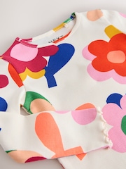 Pink Rainbow Flower Long Sleeve Ribbed Top (3mths-7yrs) - Image 3 of 4
