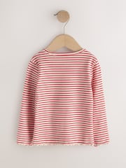 Red Stripe Christmas Embroidery Ribbed Long Sleeve Top (3mths-7yrs) - Image 6 of 8
