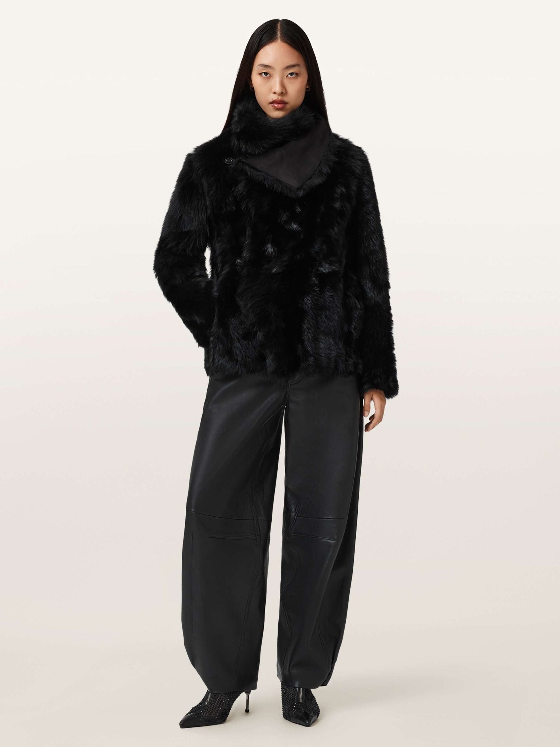 Buy AllSaints Black Wilton Shearling Jacket from Next USA