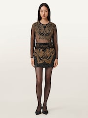 AllSaints Black Greta Embellished Top - Image 2 of 6