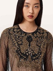 AllSaints Black Greta Embellished Top - Image 3 of 6