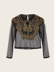 AllSaints Black Greta Embellished Top - Image 6 of 6