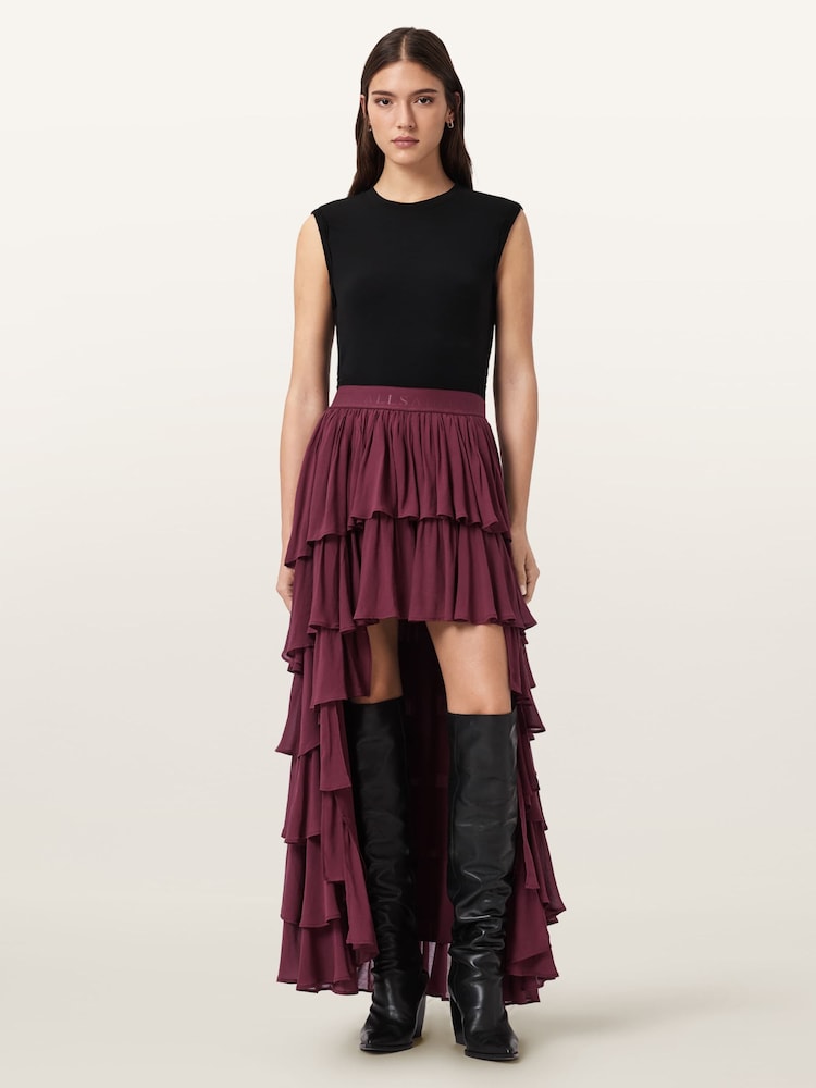 AllSaints Red Cavarly Maxi Skirt - Image 2 of 7 AllSaints Red Cavarly Maxi Skirt - Image 2 of 7