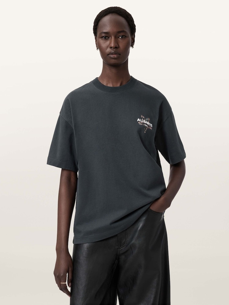 AllSaints Black Pentacle Etta T-Shirt - Image 1 of 9