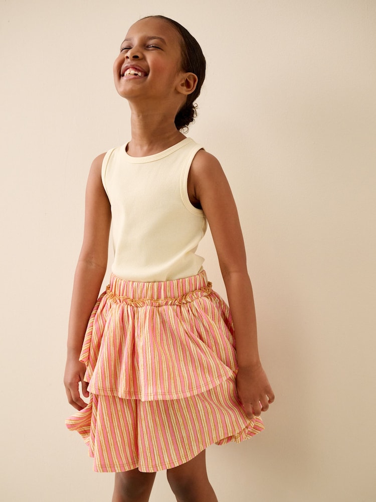 Pink/Orange Stripe Tiered Rara Skirt (3-16yrs) - Image 1 of 8