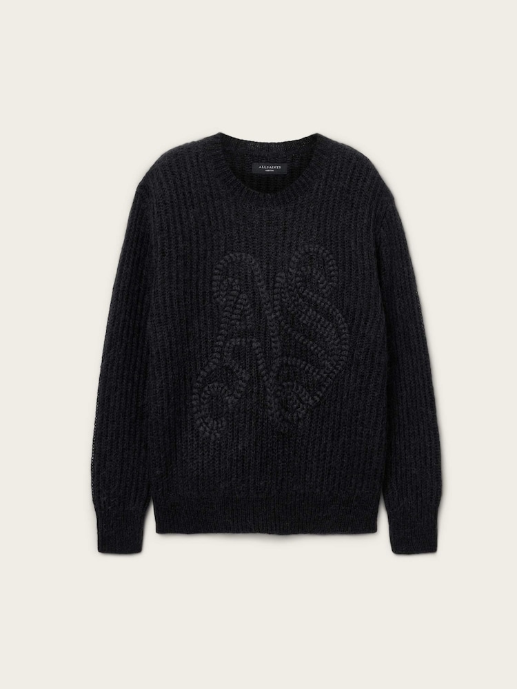 AllSaints Black Chainy Crew Neck Jumper - Image 7 of 7 AllSaints Black Chainy Crew Neck Jumper - Image 7 of 7