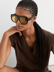 Reiss Chocolate Brown Willa Cotton-Blend Sleeveless V-Neck Sweat Top - Image 5 of 6