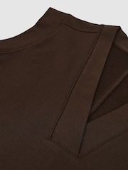 Reiss Chocolate Brown Willa Cotton-Blend Sleeveless V-Neck Sweat Top - Image 6 of 6