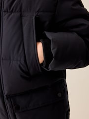 Black Heavyweight Shower Resistant Faux Fur Trim Parka Coat (3-16yrs) - Image 6 of 7