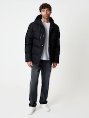 Threadbare Black Longline Puffer Jacket - Image 3 of 4