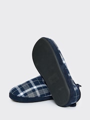 Threadbare Blue Check Faux Fur Lined Mule Slippers - Image 5 of 5