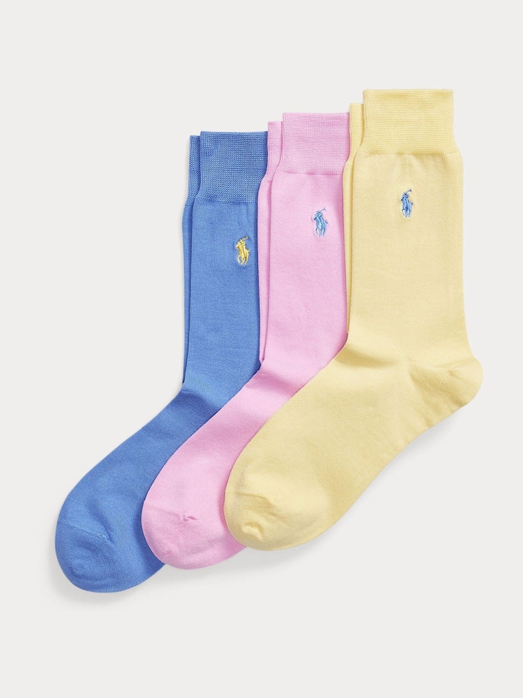 Polo Ralph Lauren Blue Mercerized Cotton Socks 3 Pack - Image 1 of 2