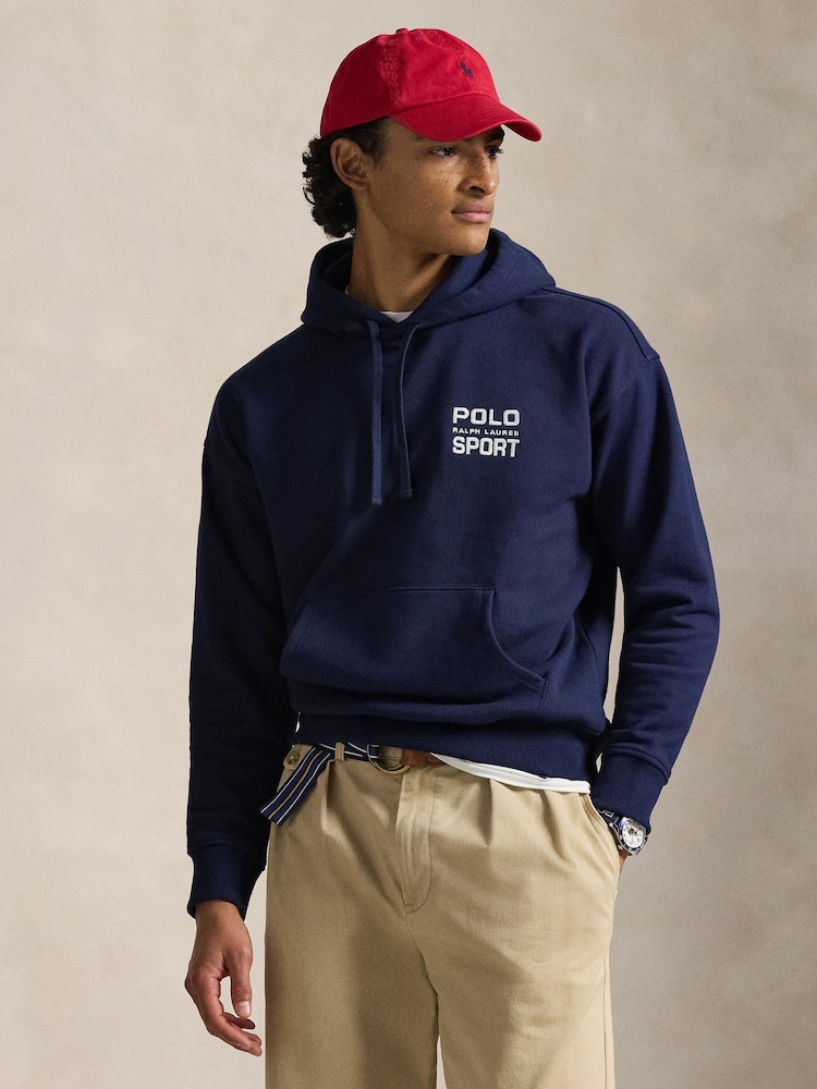 Polo Ralph Lauren Blue Polo Sport Back Print Overhead Hoodie - Image 1 of 4