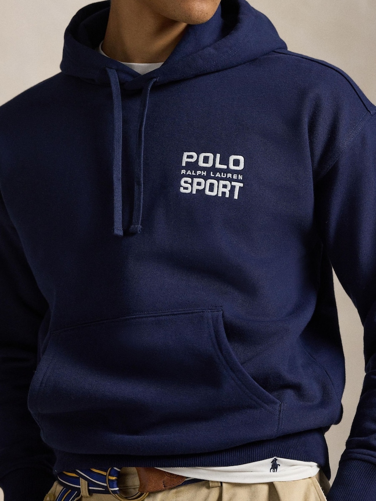 Polo Ralph Lauren Blue Polo Sport Back Print Overhead Hoodie - Image 4 of 4