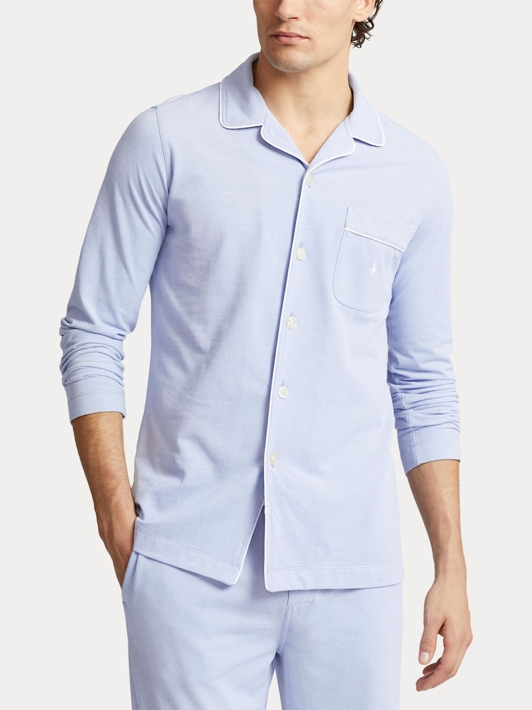 Polo Ralph Lauren Blue Cotton Mesh Pyjamas Set - Image 1 of 5 Polo Ralph Lauren Blue Cotton Mesh Pyjamas Set - Image 1 of 5