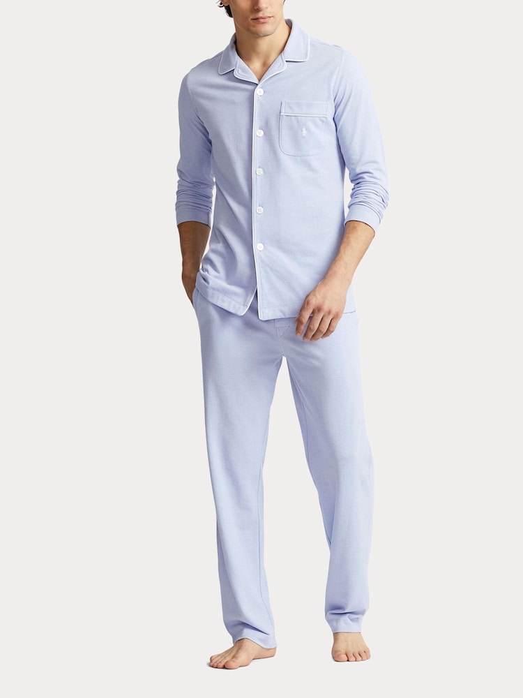 Polo Ralph Lauren Blue Cotton Mesh Pyjamas Set - Image 2 of 5 Polo Ralph Lauren Blue Cotton Mesh Pyjamas Set - Image 2 of 5