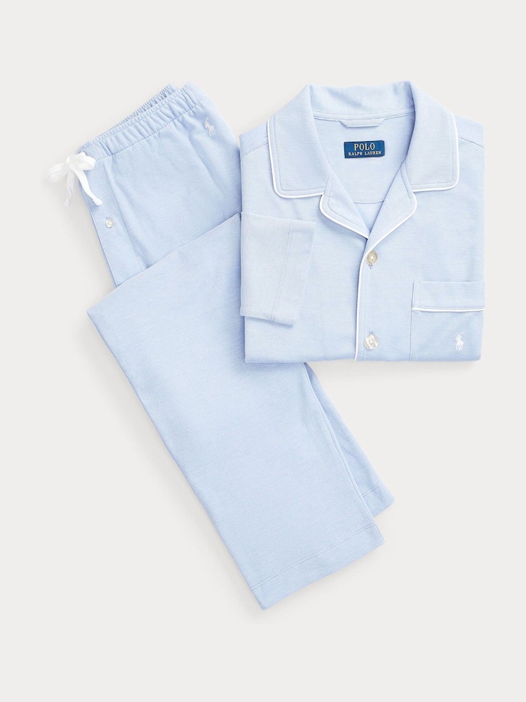 Polo Ralph Lauren Blue Cotton Mesh Pyjamas Set - Image 5 of 5 Polo Ralph Lauren Blue Cotton Mesh Pyjamas Set - Image 5 of 5