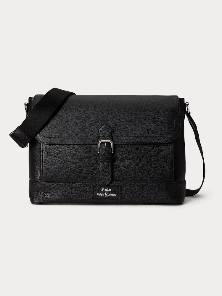 Polo Ralph Lauren Black Pebbler Leather Large Messeger Bag - Image 1 of 5