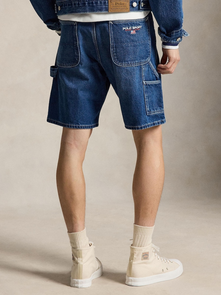 Polo Ralph Lauren Blue Polo Sport Mid Wash Denim Shorts - Image 2 of 5