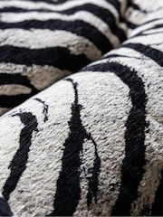Rockett St George Zebra Woven Black & Cream Lounge Lover Swivel Accent Chair - Image 10 of 10