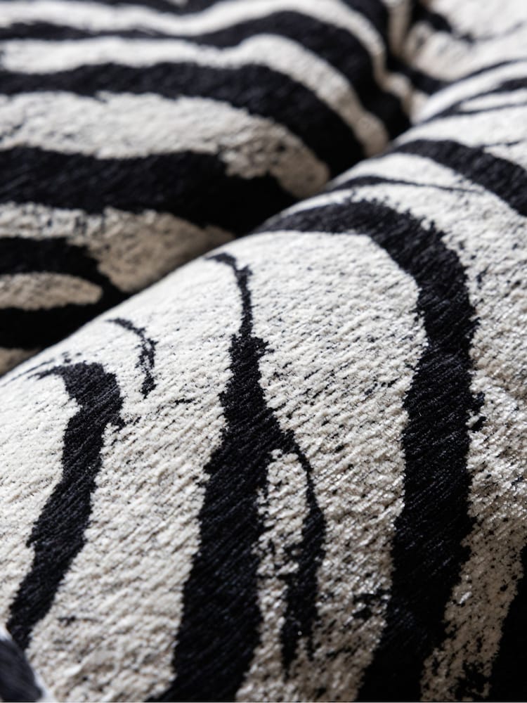 Rockett St George Zebra Woven Black & Cream Lounge Lover Swivel Accent Chair - Image 10 of 10