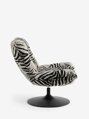 Rockett St George Zebra Woven Black & Cream Lounge Lover Swivel Accent Chair - Image 4 of 10