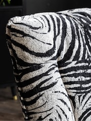 Rockett St George Zebra Woven Black & Cream Lounge Lover Swivel Accent Chair - Image 6 of 10