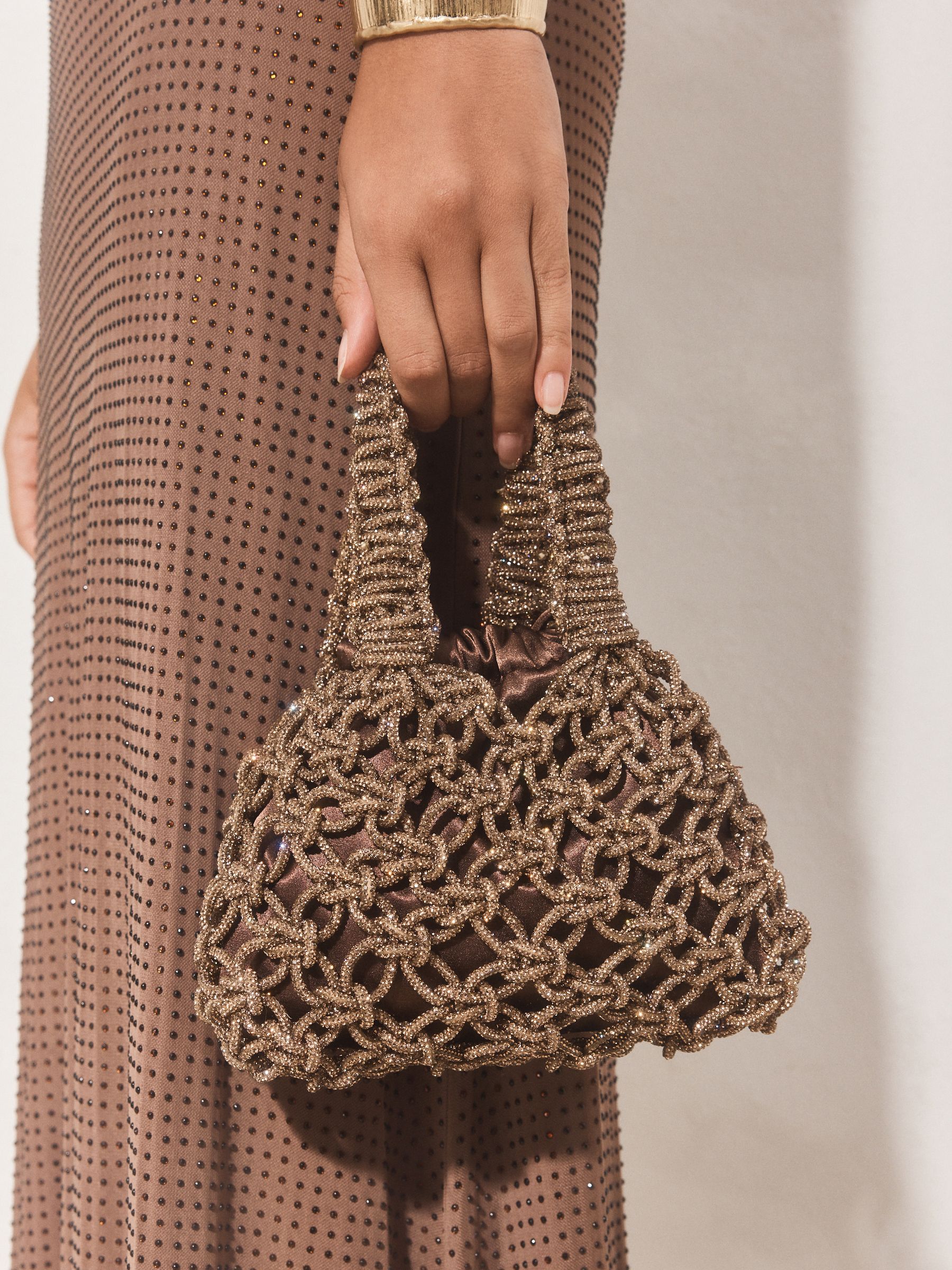 Buy Chocolate Brown Sparkle Hand Held Bag from Next USA