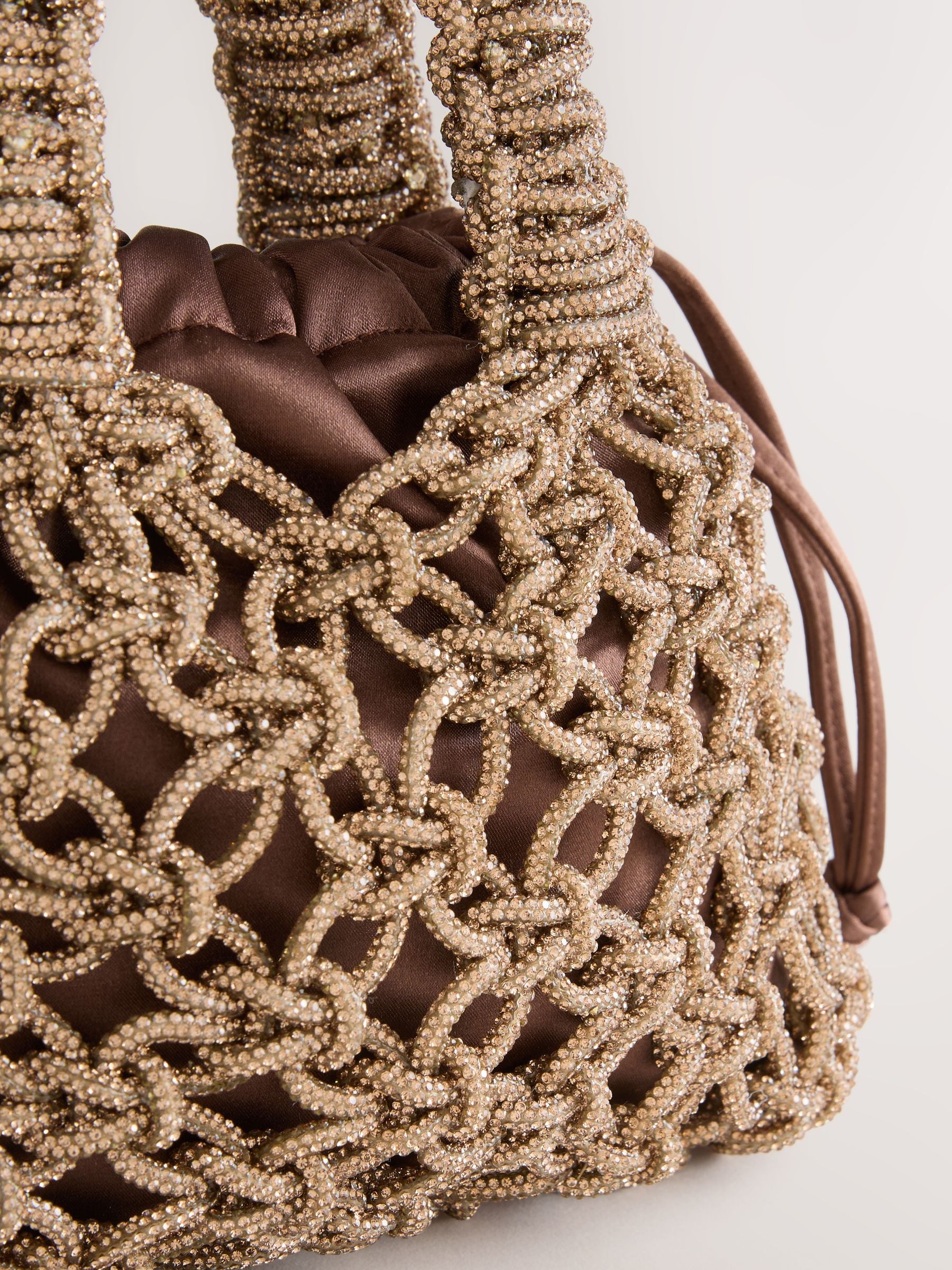 Buy Chocolate Brown Sparkle Hand Held Bag from Next USA