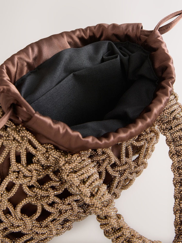 Chocolate Brown Sparkle Hand Held Bag - Image 9 of 9