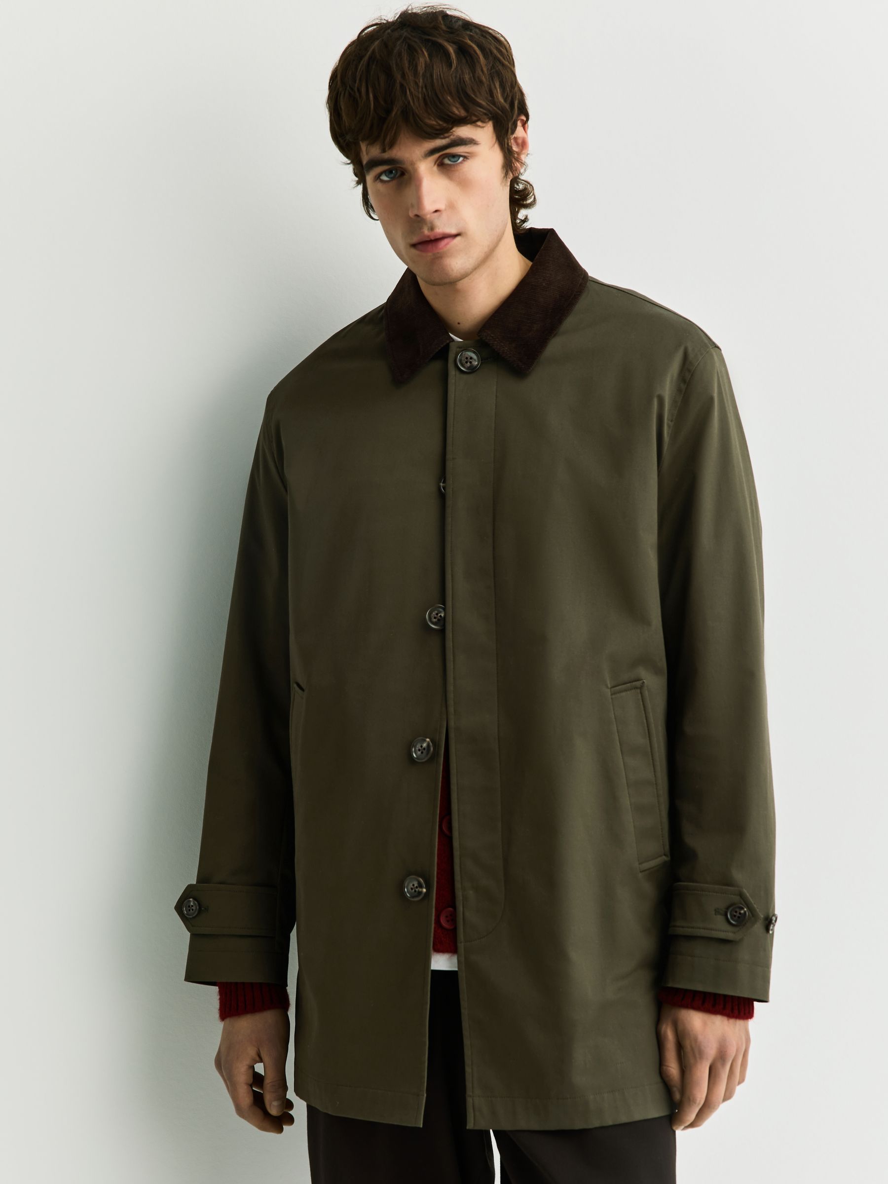 neoo様　Connett Fishing Coat olive Buy Olive Green Cotton Trench Coat with Corduroy Trim Collar from
