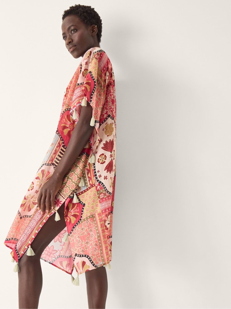 Monsoon Pink Patti Tile Print Mini Kaftan - Image 2 of 4 Monsoon Pink Patti Tile Print Mini Kaftan - Image 2 of 4