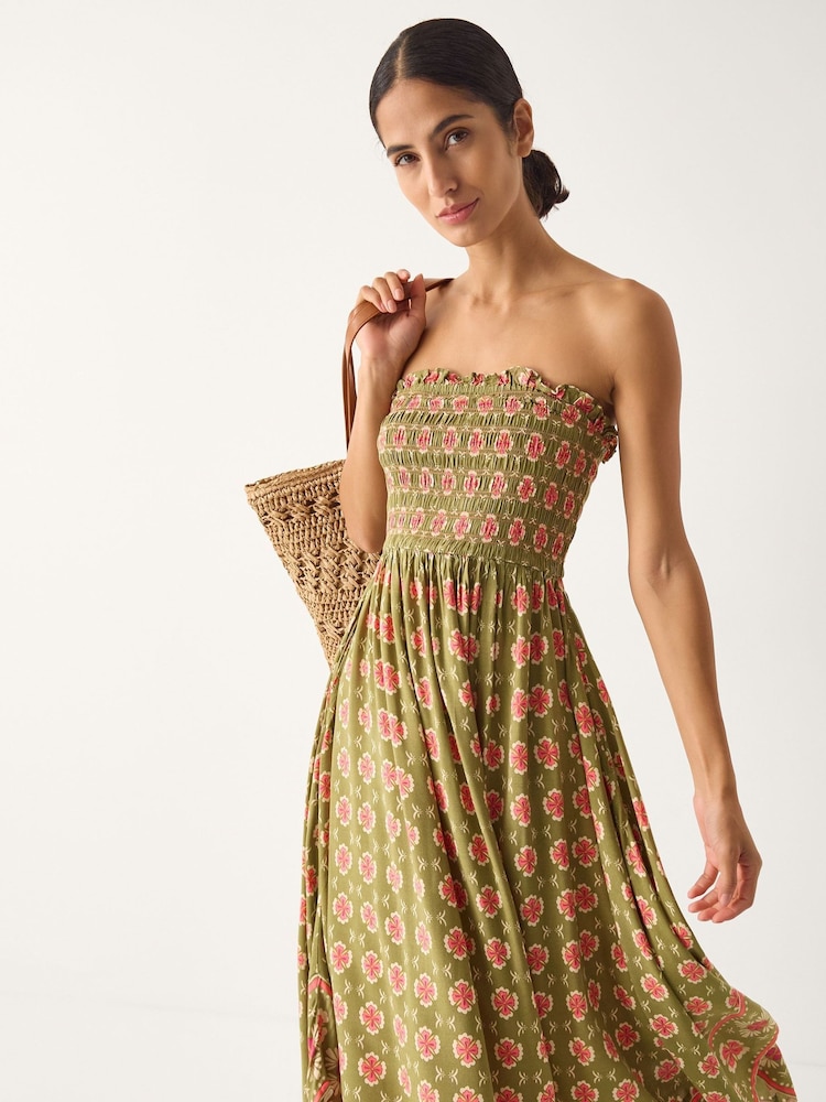 Monsoon Green Maddie Floral Print Bandeau Midi Dress - Image 4 of 4 Monsoon Green Maddie Floral Print Bandeau Midi Dress - Image 4 of 4