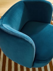 MADE.COM Petrol Blue Velvet Novara Swivel Accent Chair - Image 2 of 5