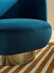 MADE.COM Petrol Blue Velvet Novara Swivel Accent Chair - Image 3 of 5